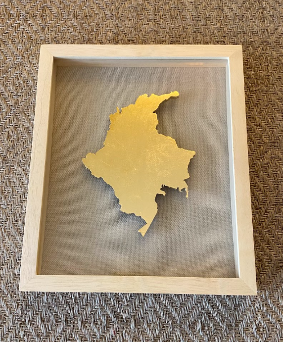 Cuadro en Hojilla de Oro de Danielle Lafaurie - Fondo en Lino Enmarcad